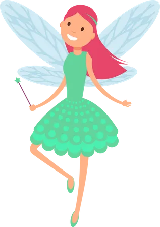 Flying fairies in dress  イラスト