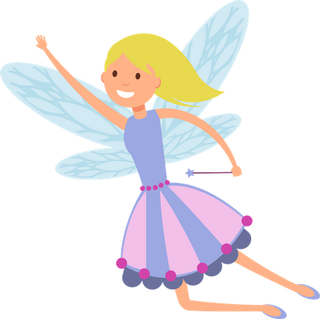 Flying fairies in dresses  イラスト