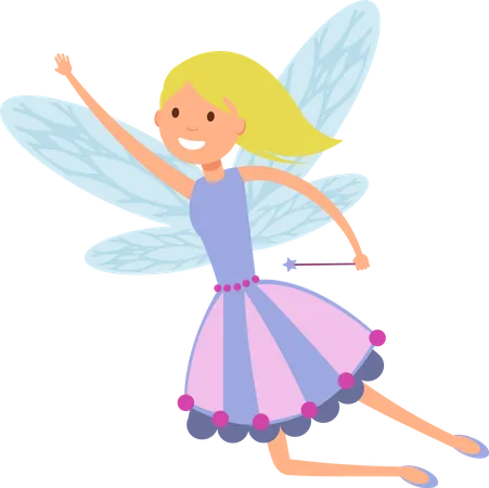 Flying fairies in dresses  Illustration