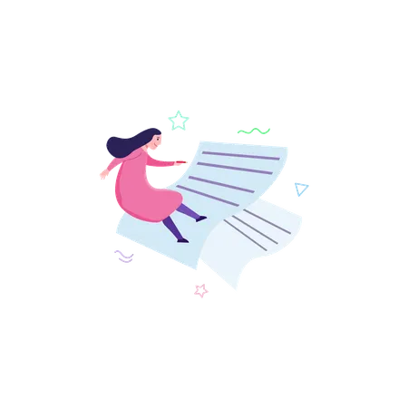 Flying Girl Book Reader  Illustration