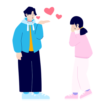 Flying Kiss couple  Illustration