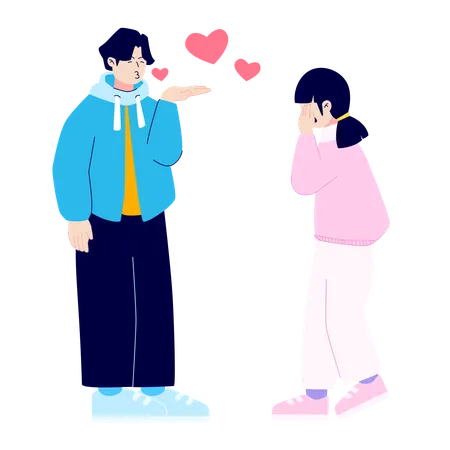 Flying Kiss couple  Illustration