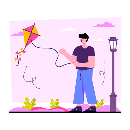 Flying Kite  Illustration