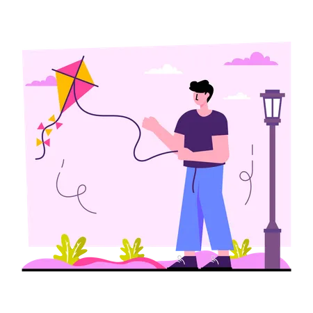 Flying Kite  Illustration