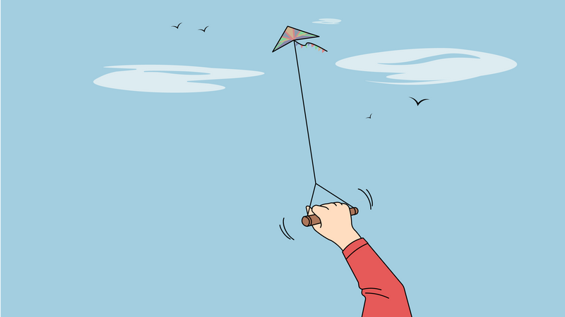 Flying kite in sky  イラスト