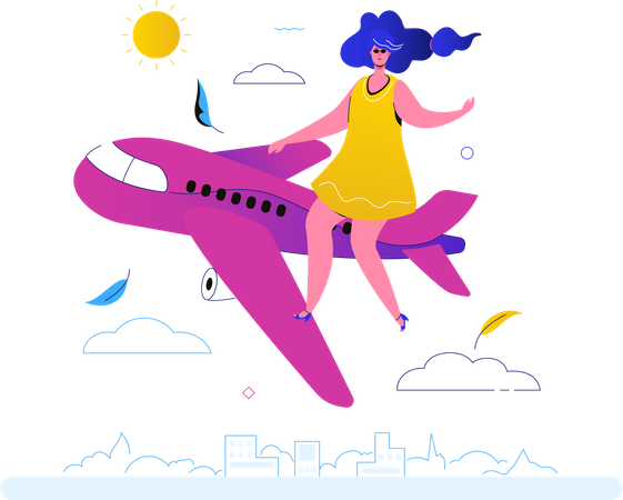 Flying on a plane  Illustration