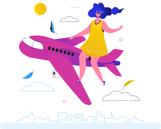 Flying on a plane  Illustration