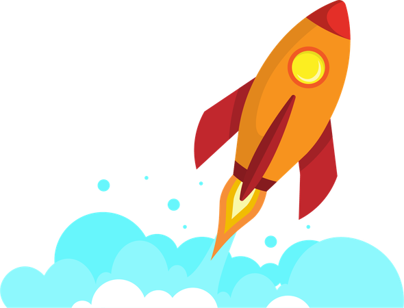 Flying rocket for starting business  Illustration