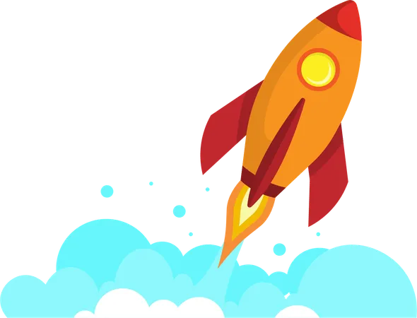 Flying rocket for starting business  Illustration