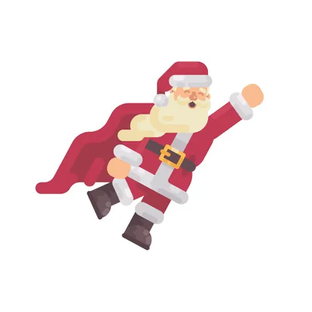 Flying Santa Claus In A Superhero Cape  Illustration