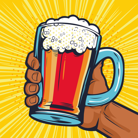 Foamy glass mug of beer  Illustration