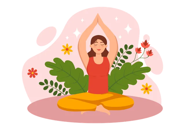 Mindfulness Meditation Vector Illustration Of Person With Closed Eyes And Crossed Legs And Relaxation In Yoga Lotus Posture Flat Background Illustration