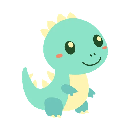 Fofo bebê dinossauro animal mascote personagem com expressão sorridente  Ilustração