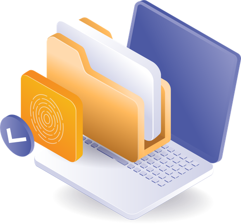 Folder biometric on laptop  Illustration