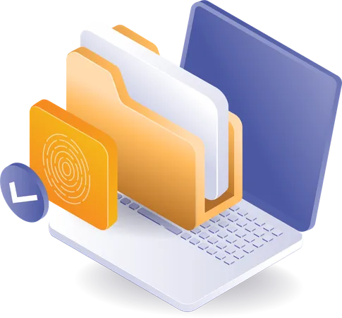 Folder biometric on laptop  Illustration