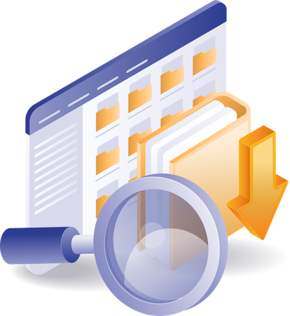 Folder data search on computer  Illustration