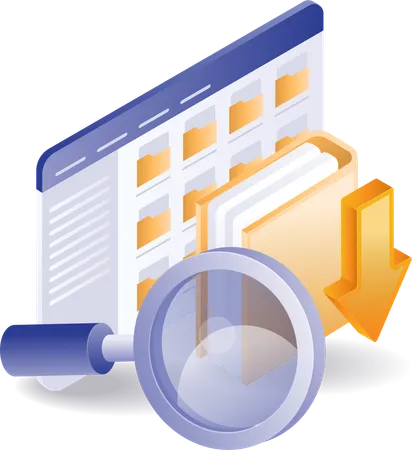 Folder data search on computer  Illustration