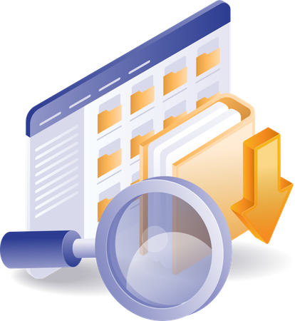 Folder data search on computer  Illustration