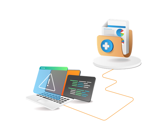 Folder data security warning  イラスト