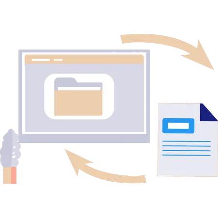 A Folder Is Converting Data Into A Document Illustration