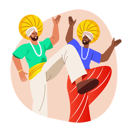 Folk dancing shown by artists  Illustration
