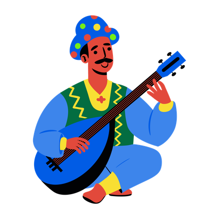 Folk Musician  Illustration