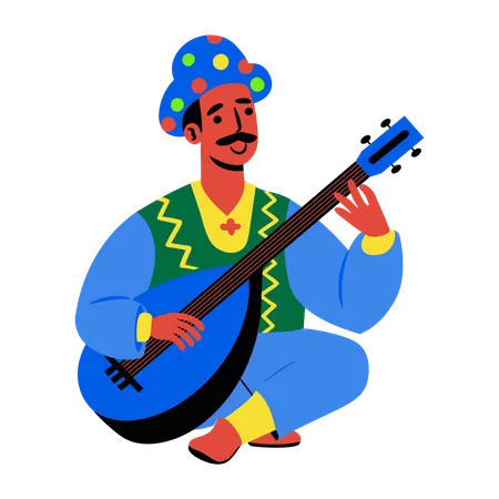 Folk Musician  Illustration