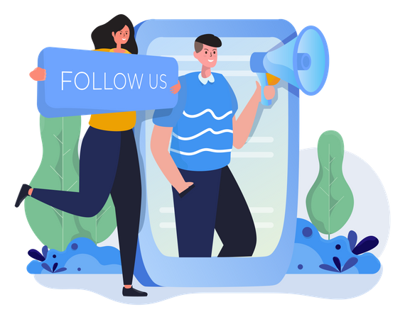 Follow us in social network  Illustration