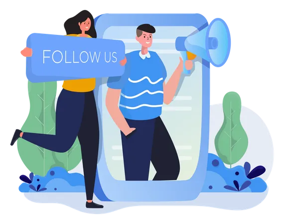 Follow us in social network  Illustration