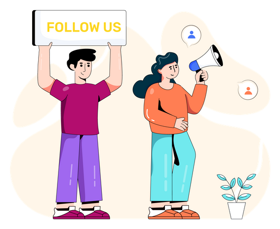 Follow us on social media  Illustration