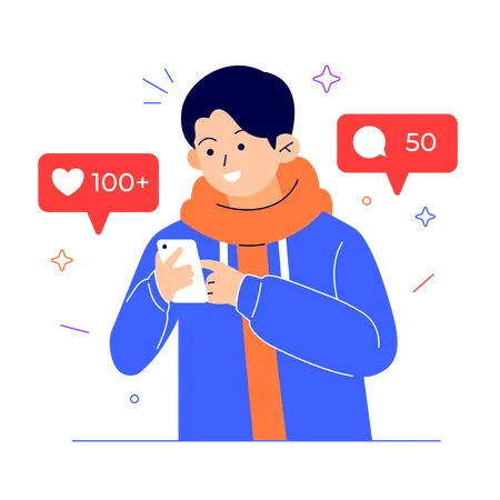 Follower Giving Like to Media Blogger  Illustration