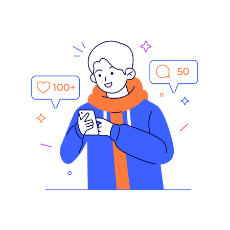 Follower Giving Like to Media Blogger  Illustration