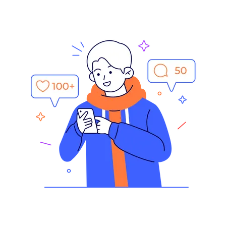 Follower Giving Like to Media Blogger  Illustration