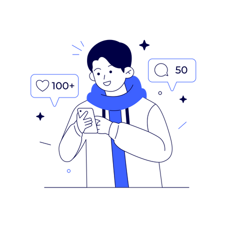 Follower Giving Like to Media Blogger  Illustration