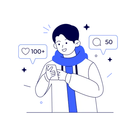 Follower Giving Like to Media Blogger  Illustration