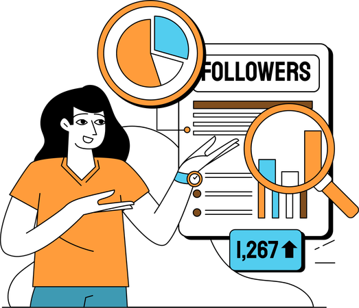 Followers Increase Graph  Illustration