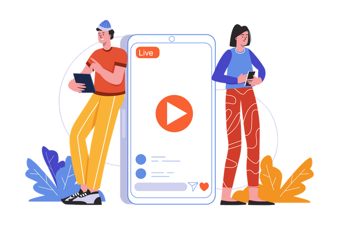 Followers watch blogger live streaming  Illustration