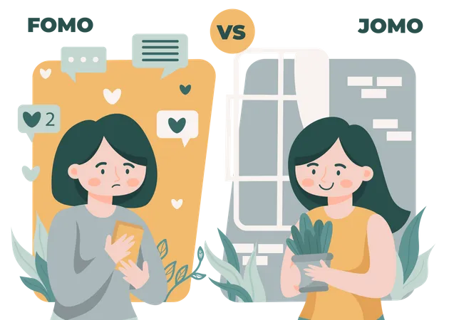 FOMO vs JOMO  Illustration