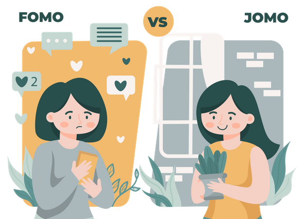 FOMO vs JOMO  Illustration