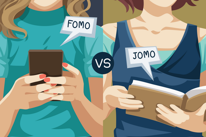 FOMO vs JOMO  Illustration