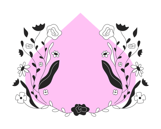 Fond rose aux formes abstraites avec composition florale  Illustration