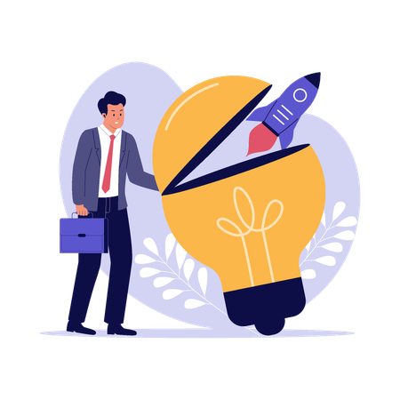 Fondateur de startup avec une idée innovante  Illustration