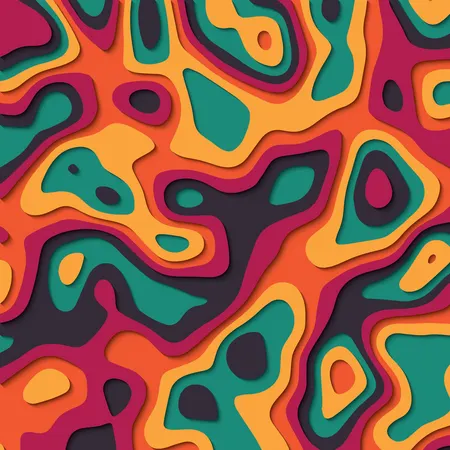 Fondo recortado en papel con efecto 3d en colores vibrantes, arte tallado, ilustración vectorial  Ilustración