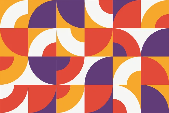 Mosaico Modular Bauhaus Memphis De Formas Primitivas Fondo Geometrico Minimalista Retro Vectorial Fresco En Paleta De Colores Limitada Ilustración