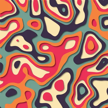 Fondo recortado en papel con efecto 3d en colores vibrantes, arte tallado, ilustración vectorial  Ilustración