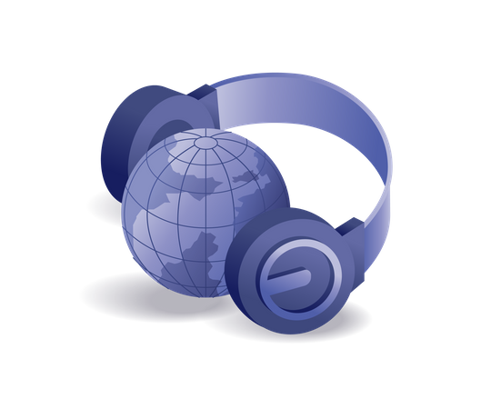 Fone de ouvido de escuta terrestre  Ilustração