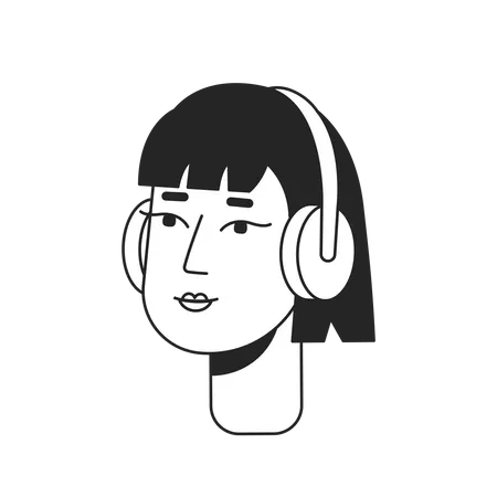 Garota de fones de ouvido  Ilustração