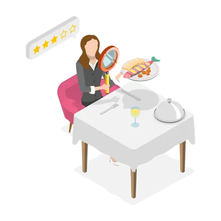3 D Isometric Flat Vector Conceptual Illustration Of Restaurant Critic Food Blogging Illustration