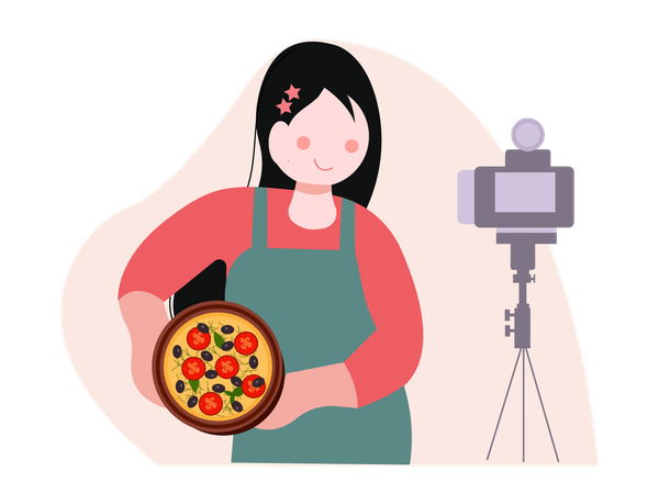 Food Cooking Blogger making video  Illustration
