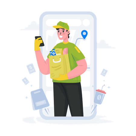 Food courier delivery service  Illustration